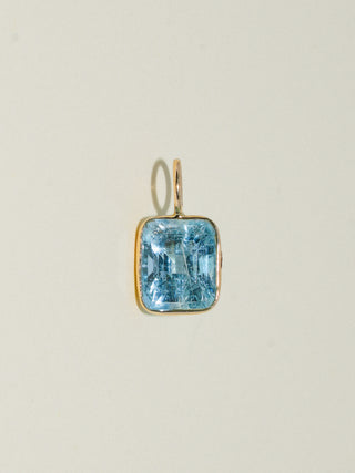OceanMist Aquamarine Emerald Cut Charm in Yellow 14k Gold