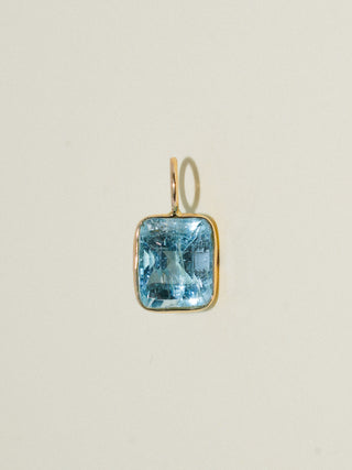 OceanMist Aquamarine Emerald Cut Charm in Yellow 14k Gold