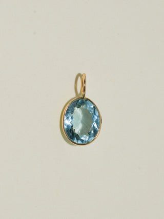 Mermaid Date Aquamarine Oval Cut Charm in Yellow 14k Gold