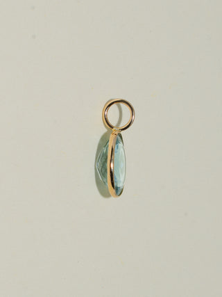 Mermaid Date Aquamarine Oval Cut Charm in Yellow 14k Gold