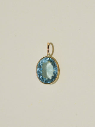 Mermaid Date Aquamarine Oval Cut Charm in Yellow 14k Gold