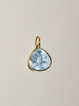 Big Glob Aquamarine Pear Cut Charm in Yellow 14k Gold