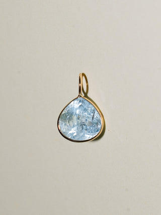 Big Glob Aquamarine Pear Cut Charm in Yellow 14k Gold