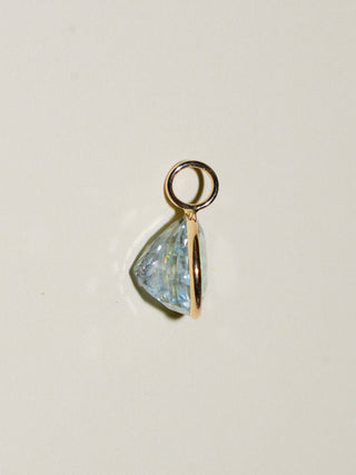 Big Glob Aquamarine Pear Cut Charm in Yellow 14k Gold