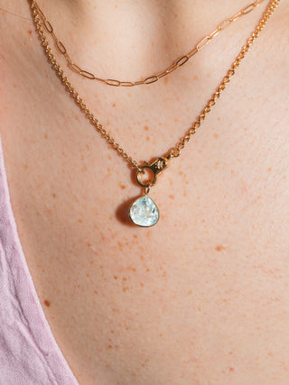 Big Glob Aquamarine Pear Cut Charm in Yellow 14k Gold