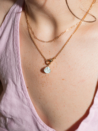 Big Glob Aquamarine Pear Cut Charm in Yellow 14k Gold