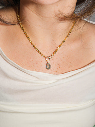 Dreamer Aquamarine Teardrop Cut Charm in Yellow 14k Gold