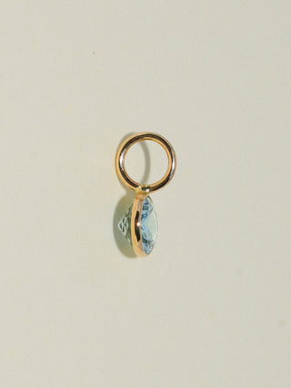 Aguita Aquamarine East West Oval Cut Charm in Yellow 14k Gold