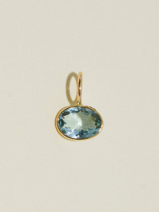 Aguita Aquamarine East West Oval Cut Charm in Yellow 14k Gold