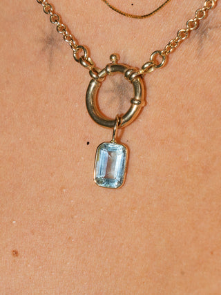at Bay Aquamarine Emerald Cut Charm in Yellow 14k Gold