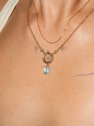 at Bay Aquamarine Emerald Cut Charm in Yellow 14k Gold