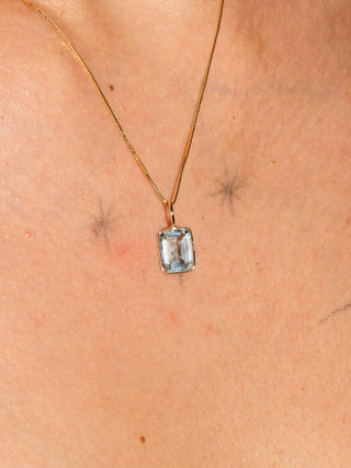 Come Swim Aquamarine Emerald Cut Charm in Yellow 14k Gold