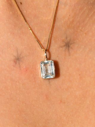 Come Swim Aquamarine Emerald Cut Charm in Yellow 14k Gold