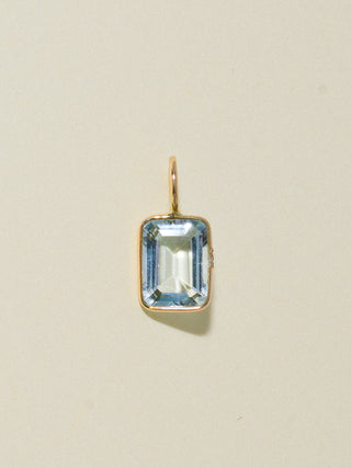 Come Swim Aquamarine Emerald Cut Charm in Yellow 14k Gold