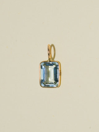 Come Swim Aquamarine Emerald Cut Charm in Yellow 14k Gold