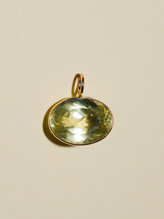 Midnight Sun Heliodor East West Oval Cut Charm in Yellow 14k Gold