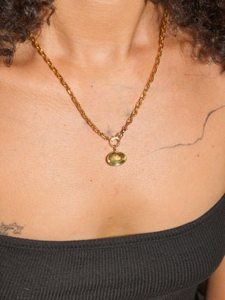 Midnight Sun Heliodor East West Oval Cut Charm in Yellow 14k Gold