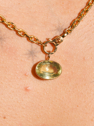 Midnight Sun Heliodor East West Oval Cut Charm in Yellow 14k Gold