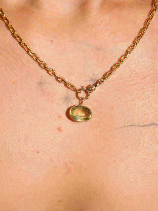 Midnight Sun Heliodor East West Oval Cut Charm in Yellow 14k Gold