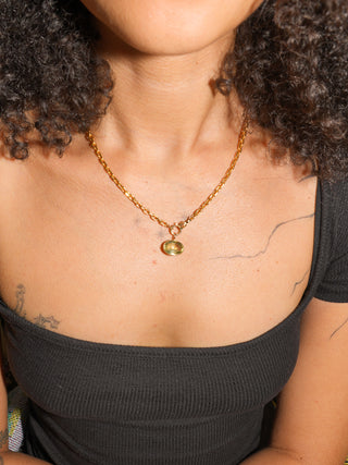 Midnight Sun Heliodor East West Oval Cut Charm in Yellow 14k Gold
