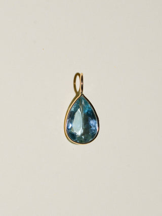 Caught Aquamarine Teardrop Cut Charm in Yellow 14k Gold