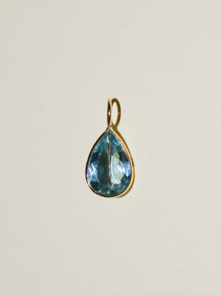 Caught Aquamarine Teardrop Cut Charm in Yellow 14k Gold