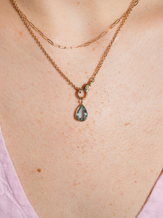 Caught Aquamarine Teardrop Cut Charm in Yellow 14k Gold
