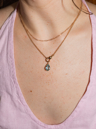 Caught Aquamarine Teardrop Cut Charm in Yellow 14k Gold