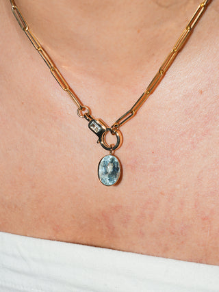 Aguita Aquamarine Oval Cut Charm in Yellow 14k Gold