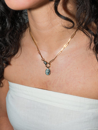 Aguita Aquamarine Oval Cut Charm in Yellow 14k Gold