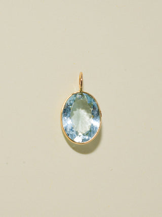 Euro Summer Aquamarine Oval Cut Charm in Yellow 14k Gold