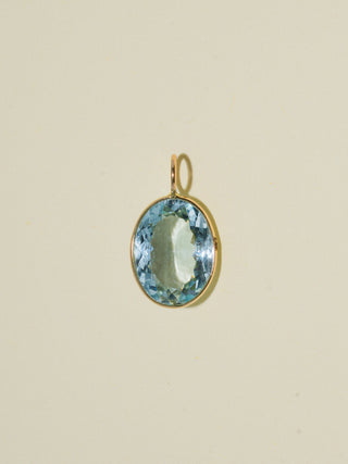Euro Summer Aquamarine Oval Cut Charm in Yellow 14k Gold