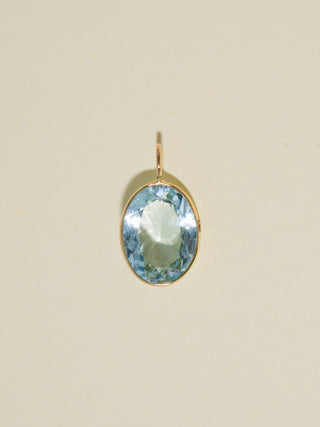 Euro Summer Aquamarine Oval Cut Charm in Yellow 14k Gold