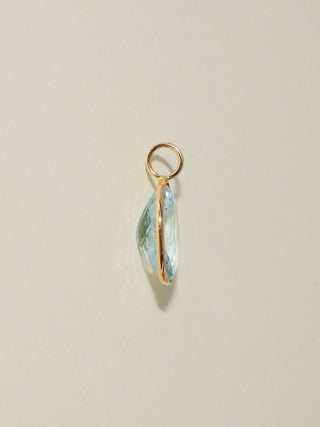 Euro Summer Aquamarine Oval Cut Charm in Yellow 14k Gold