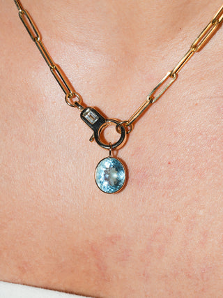 High Tide Aquamarine Oval Cut Charm in Yellow 14k Gold