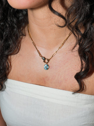High Tide Aquamarine Oval Cut Charm in Yellow 14k Gold