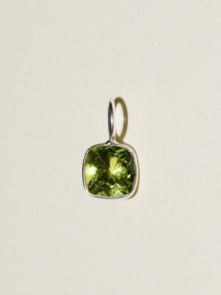 Fields of Peridot Cushion Cut Charm in Sterling Silver