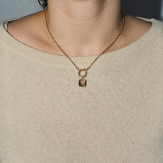 Sand Dollar Imperial Topaz Emerald Cut Charm in 14k Yellow Gold