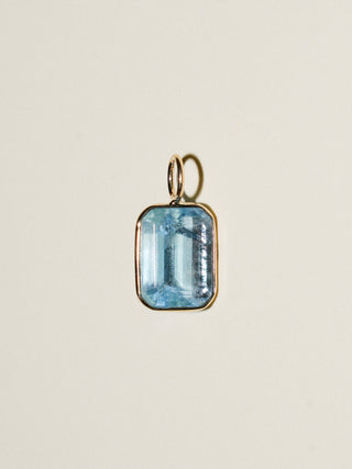 Gumball Fluorite Emerald Cut Charm in Yellow 14k Gold
