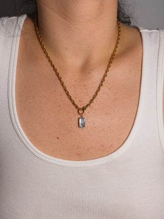 Scales n Tales Fluorite Emerald Cut Charm in Yellow 14k Gold