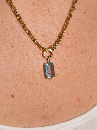 Scales n Tales Fluorite Emerald Cut Charm in Yellow 14k Gold