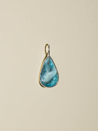 Hawaiian Blue Fluorite Teardrop Cut Charm in Sterling Silver