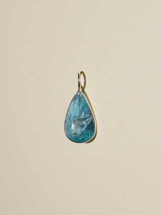 Hawaiian Blue Fluorite Teardrop Cut Charm in Sterling Silver