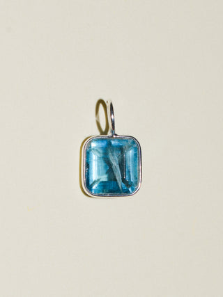 Wave Runner Fluorite Emerald Cut Charm in Sterling Silver