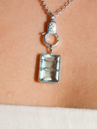 Pebble Beach Fluorite Emerald Cut Charm in Sterling Silver