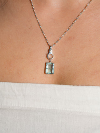 Pebble Beach Fluorite Emerald Cut Charm in Sterling Silver