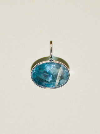 Swimmer Winner Fluorite East West Oval Cut Charm in Sterling Silver