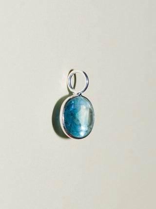 Swimmer Winner Fluorite East West Oval Cut Charm in Sterling Silver