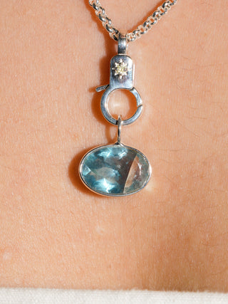 Swimmer Winner Fluorite East West Oval Cut Charm in Sterling Silver