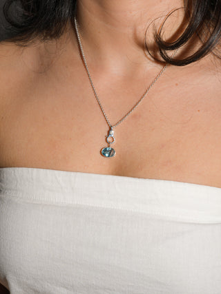 Swimmer Winner Fluorite East West Oval Cut Charm in Sterling Silver